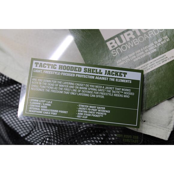 B5 New TACTIC BURTON SNOWBOARD Outerwear Stretch Yellow Hooded Jacket Size XS - Picture 12 of 12